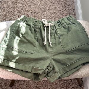 Olive Green Drawstring Shorts